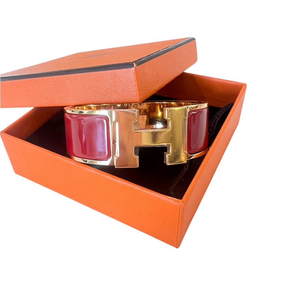 HERMES Enamel Wide Clic Clac H Bracelet PM